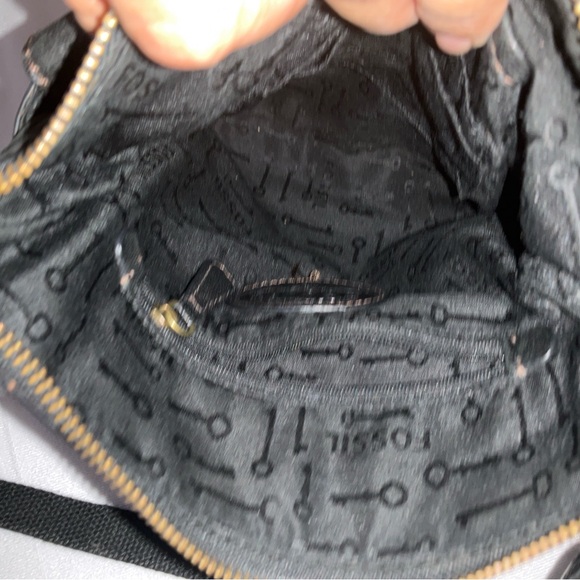 Fossil Black Leather Crossbody with Brass Accent - Picture 9 of 16